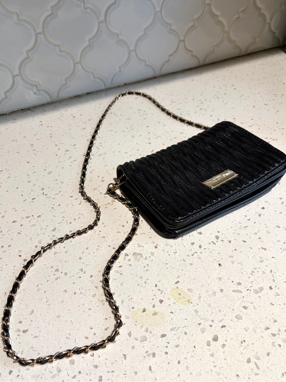 BCBG Paris Black Quilted Chain Crossbody Bag